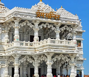 White carved marble temple architecture in Vrindavan